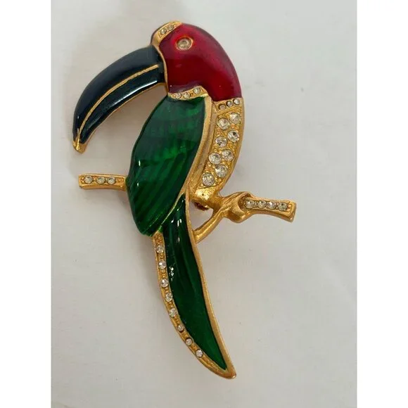 Amanda Smith Brooch Pin Toucan Bird Rhinestone Cruise Tropical Jewelry 3 Inch - Picture 7 of 7